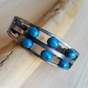Rustic turquoise cuff bracelet